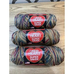 Red Heart Super Saver Yarn Painted desert multicolor lot of 3